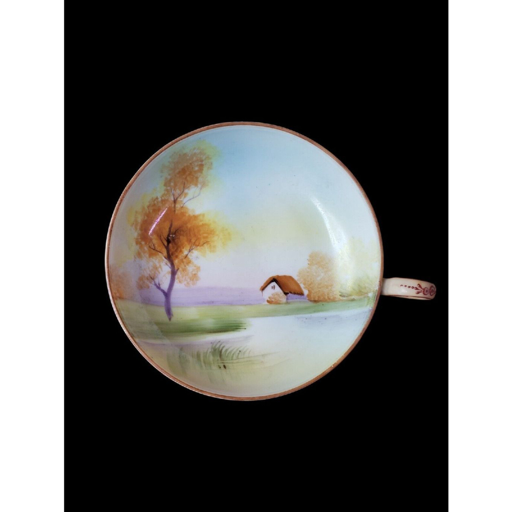 Vintage Hand Painted Noritake Nappy Dish ? Moriage details on handle